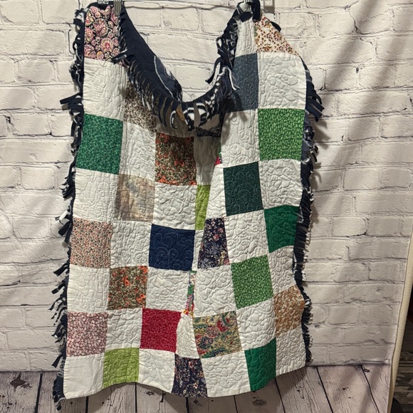 Other - Crib Quilted Seahawks Fringe Fleece Blanket Homemade, car seat, lap. Chair